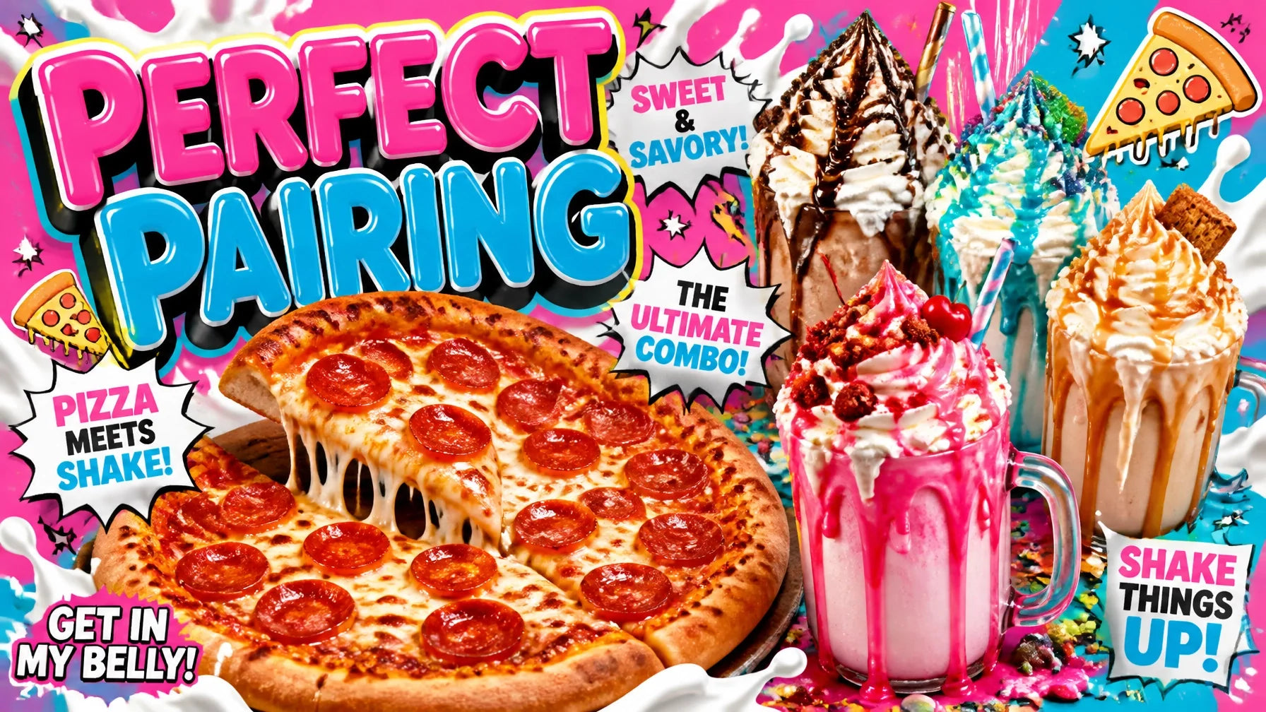 milkshake and pizza