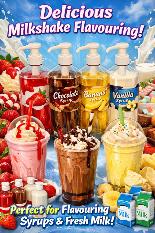 Milkshake Syrup Bottles 1 Litre with Pump Top
